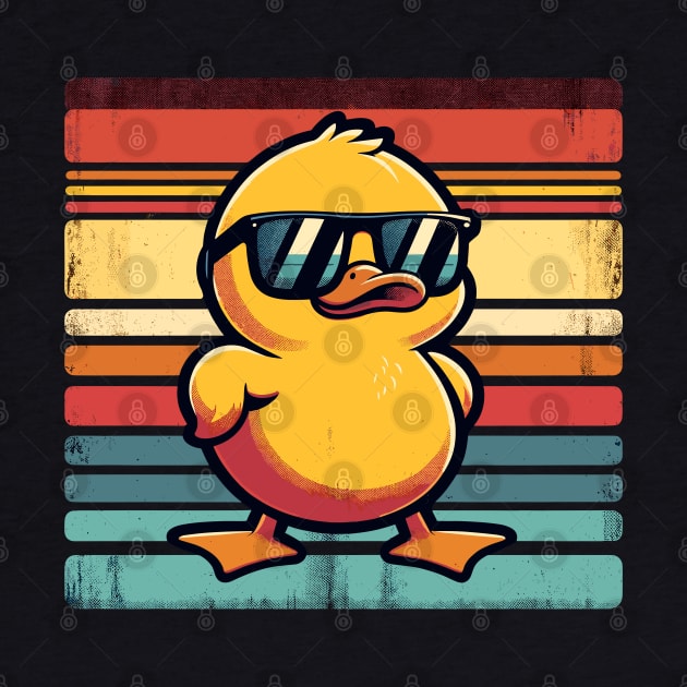 Cool Retro Yellow Duck in Sunglasses 70s 80s 90s Funny Duck by KsuAnn